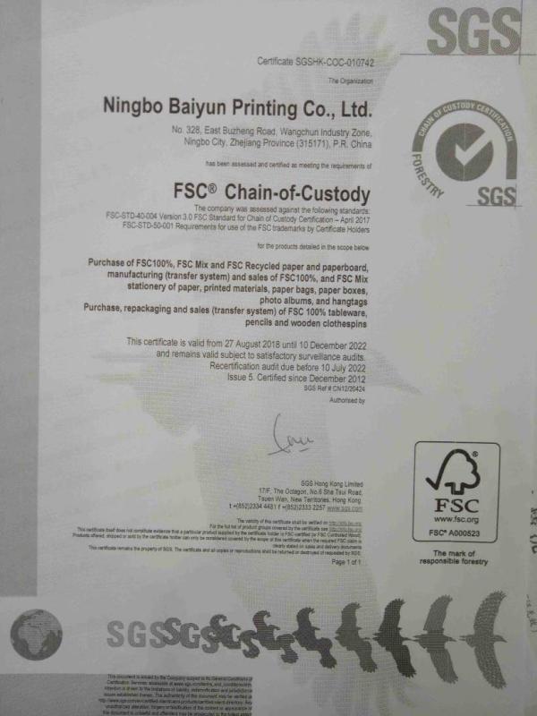 FSC - Ningbo Baiyun Printing Co., Ltd.