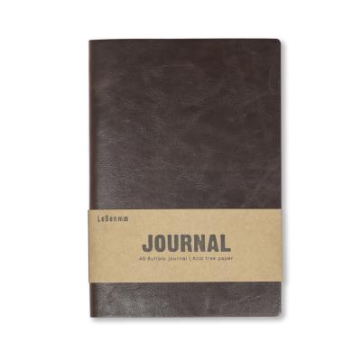 China Classic PU Leather School Journal High Quality Soft Cover Brown Single Line Notebook for sale