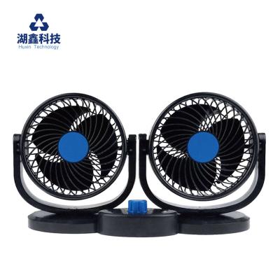 China NEW 6inch 12V/24V Table Fan Boats Buses Trucks Cars MITCHELL Fan Double Head Low Noise Stepless Small 19W/24W Oscillating Solar Air Cooler for sale