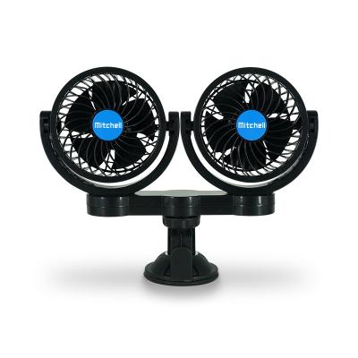 China ABS MITCHELL Hot Sale 4inch Double Head 12v 24v Car Vehicle Fan Plastic Universal Suction Cup Fan for sale