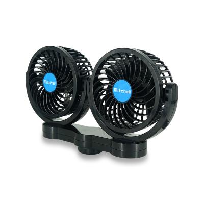 China New Arrival Dual Head Fan 12v Air Cooling Fan DC 360 Rotation Portable Strong Wind Available Car for sale