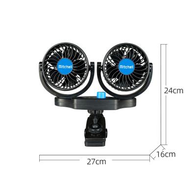 China New MITCHELL 2022 Clip Fan 4inch DC 12v Two Speed ​​Dual Head Fan For SUV RV And 4inch Car-Mounted Fan for sale