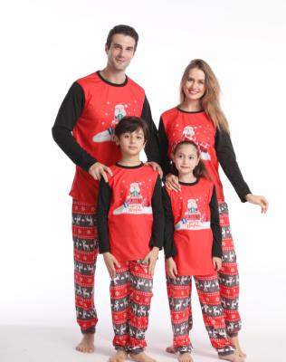 China 2021 Breathable Hot Sale Parent-child Christmas Print Set Parent-child Home Wear Set Family Print Two-piece Set for sale