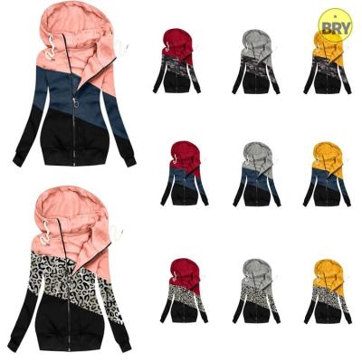 China 2021 Summer New Arrival Ladies Patchwork Print Design Hoodie Women's Breathable Zipper Plus Size Sweatshirts Women's Hoodies For Sports for sale