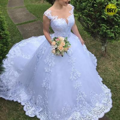 China 2021 New Fashion Viable High Quality 100% Polyester Bridal Tulle Floor White Bridal Mermaid Wedding Dresses Party Dress for sale