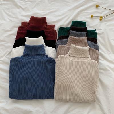 China 2021 Autumn Winter Women Knittig Wool Bottom Cashmere Pullover Sweater Solid Color Breathable Long Sleeve Drawstring Sweater For Ladies for sale