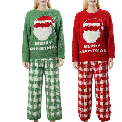 China 2021 New Arrival Winter Christmas Flannel Pajamas Breathable Ladies Casual Lounge Sleepwear Velvet 2 Piece Fleece Women Xmas for sale