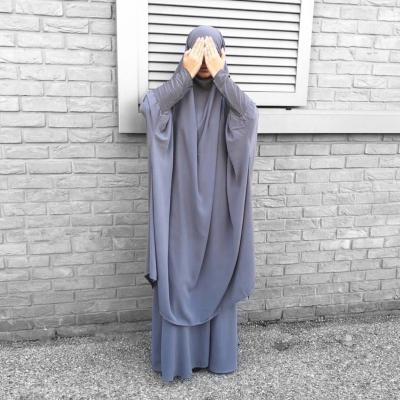 China 2021 Summer Hot Selling Women's Long Sleeve Long Dress Solid Color Loose Casual National Dress With Headscarf Muslim Dresses For Women A4549 for sale