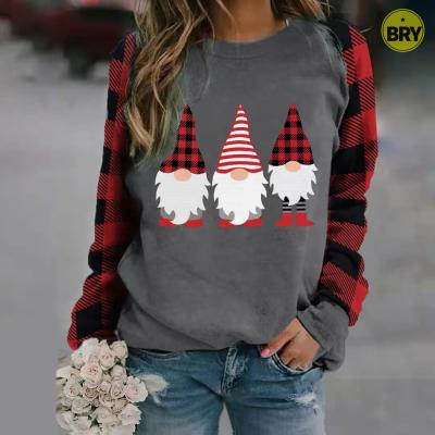 China 2021 New Arrival Spring And Autumn Woman Long Sleeve Plaid Patchwork Christmas Blouses Tops Breathable Tops For Women for sale