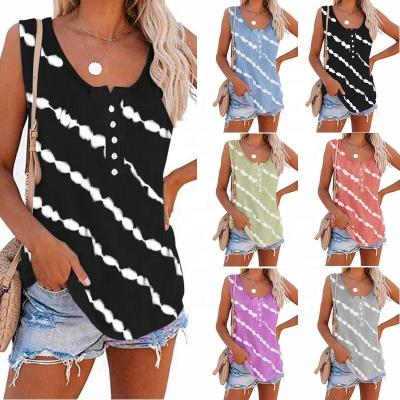 China 2021 New Design Casual Women's Anti-Static T-shirt Sleeveless Cotton Tops Fashionable Woman Printed Tops for sale