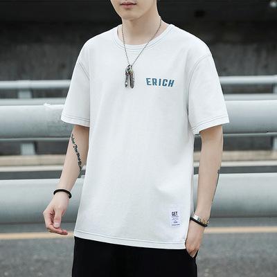 China 2021 Summer New Style Solid Color Fashion Solid Color Men's Short Sleeve T-shirt Breathable Korean Loose Casual Half Sleeve T-shirt For Men for sale