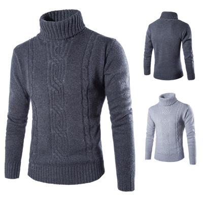 China 2021 Summer Sale Men's Turtleneck Knitting Sleeve Gray Sweater Striped Anti-pilling Cardigan Sweater Warm Wool Long Neck Pullovers for sale