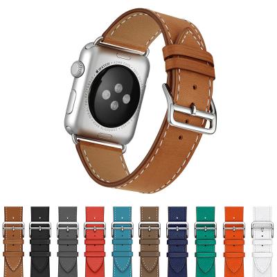 China High quality leather goods using various fashionable simple leather watchband watch strap for Apple for sale