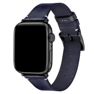 China Hot Selling Unique Design Men Business Watch Strap Vintage Leather Strap For Apple Watch for sale