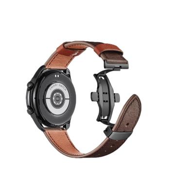 China Wholesale High Quality Vegetable Tanned Butterfly Buckle Leather Watch Strap For Samsung Galaxy Watch3/4 for sale