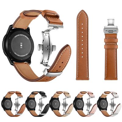 China Butterfly Leather High Quality Buckle Wholesale Factory Price Universal Leather Watch Strap for sale