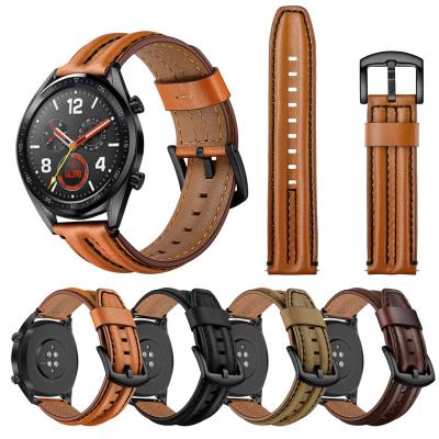 China Hot Selling Popularity Good Quality Leather Men Watch Strap 22mm Leather Watchbands for sale