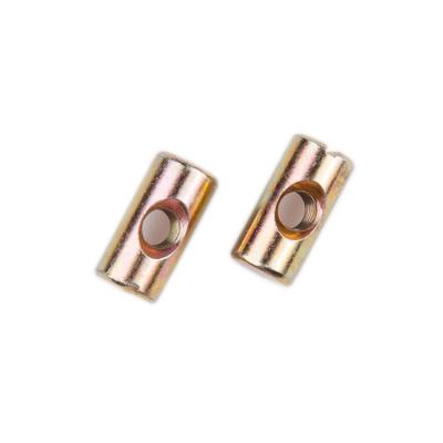 China General Industry Brass Slotted Horizontal Hole Barrel Nuts For Wood Furniture for sale