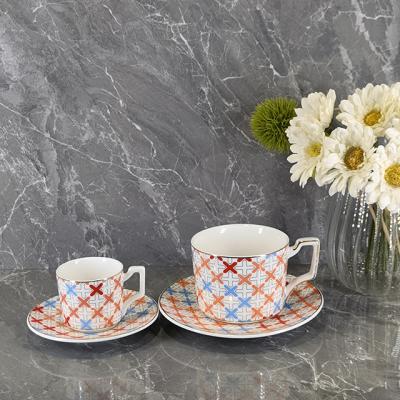 China New Arrival Viable High Quality Cheap Price Tea Cup Set Vintage Arabic Espresso 2 Cups&2 Saucers for sale