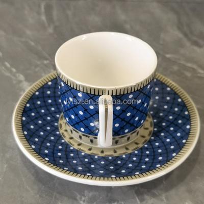 China Viable Nordic Creative Ceramic Cup Saucer Set European Luxury Afternoon Tea Set Ceramic Cup and Saucer Set for sale