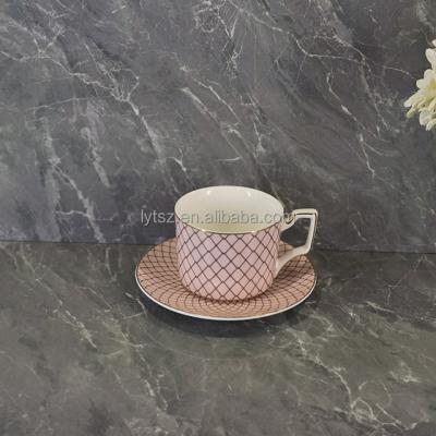 China Nordic Gold Rim Modern Breakfast Coffee of Viable Wholesale Fancy Teacup Saucer Sets 1 cup&1 saucer for sale