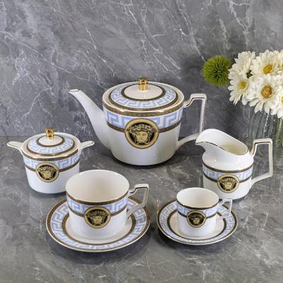 China New Nordic Soft Bone China Drinking Teapot Sets Funky Ceramic Coffee Tea Set With 15pcs Tea Kettle Tea Set for sale