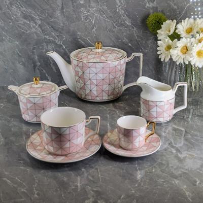 China New Style Luxury Coffee Tea Sets Nordic Modern Household Ceramic Tea Set With Tray 15pcs Tea Set for sale