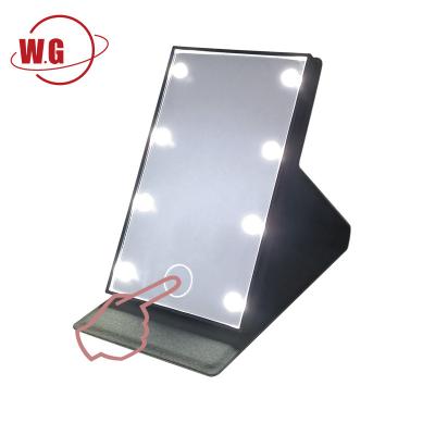 China Travel LED Lighted Ultra-thin Folding Mirror Lighted Travel Mirror Portable Lighted Vanity Makeup Perfect Desktop Mirror for Women for sale