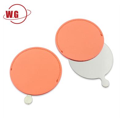 China Lighted PU Leather Makeup Mirror Portable Makeup Mirror Around Stainless Steel Small Mirror Gift for sale