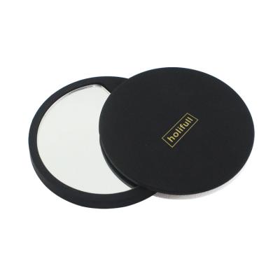 China ABS Plastic Double Sided Custom Logo Color Pocket Mirror Small Round Black Mini Circle Sliding Portable Gift Mirror for sale