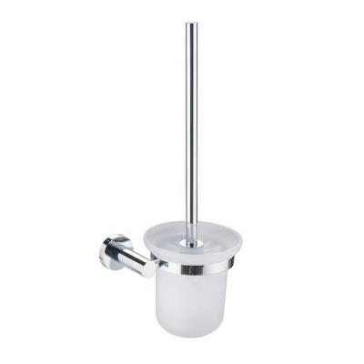 China OEM Contemporary Wall Mounted Clear Cup Wall Mounted Clear Cup Bathroom Brush Holder Toilet Style Surface Bathroom Chrome Hot Glass Color en venta