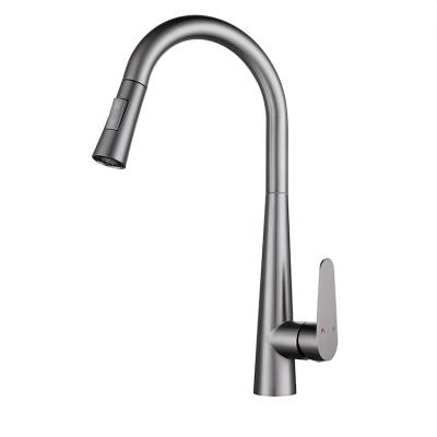 China Pull Out Spray Modern Gray Kitchen Sink Faucet Water Gun Pull Out Double Model Mixer To Tap Hot And Cold Water Faucet For Kitchen Sink for sale