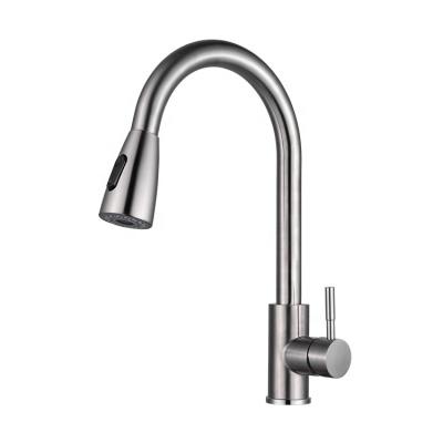 China Pull Out Spray Pull Down Kitchen Faucet 304 Stainless Steel Sink Water Faucet Brushed Nickel Hot Cold Water Mixer Kitchen Faucet For Sink for sale