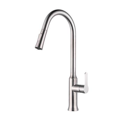 China Pull Out Jet Brushed Sus 304 Stainless Steel Flexible Mixer Rotate Pull Down Faucet Pull Out Sprayer Kitchen Faucet for sale