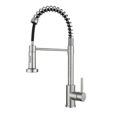 China Pull Out Spray Kitchen Faucet With Pull Down Commercial Single Handle Sprayer Kitchen Sink Faucets For Hotel Bar Home Sinks Brushed Nickel for sale