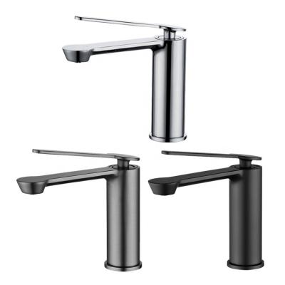 China 2022 Modern Brass Black Metered Basin Faucet Single Handle Hot And Cold Faucet Mixer Taps For Bathroom Sink for sale