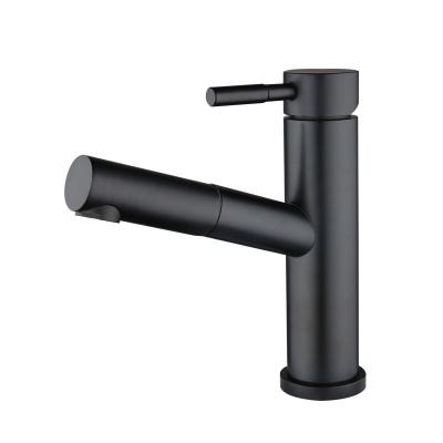 China Pull Out Spray Brushed Stainless Pull Out Single Hole Spray Bathroom Basin Faucet Hot And Cold Pull Down Bathroom Sink Water Faucet for sale