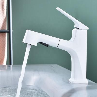 China Pull Out Jet Bathroom Basin Faucets Basin Mixer Sink Faucet Pull Out Bathroom Water Mixer Chrome Basin Faucets Modern Brass Black for sale