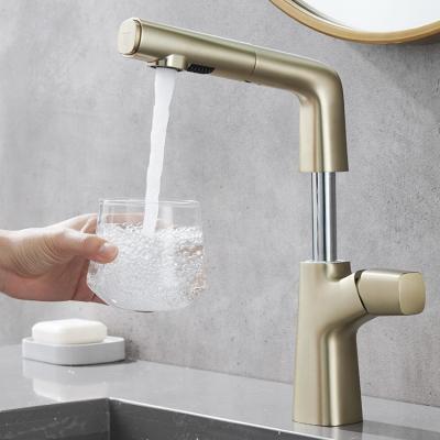 China Pull Out Spray 2022 New Style Pull Down Kitchen Bathroom Sink Taps Free Lift And Pull Out Water Tap Hot And Cold Pull Out Basin Faucet for sale