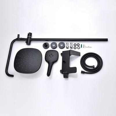 Κίνα With Luxury Black Brass Hot Cold Mixer Faucet Mixer Bathtub System Shower Slide Bar Bathroom Thermostatic Shower Set προς πώληση