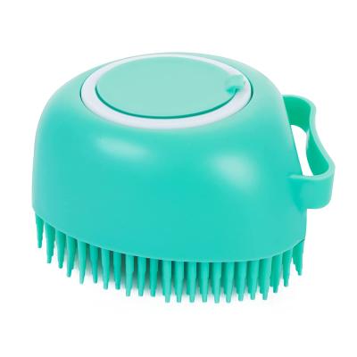 China Viable Cat Or Dog Grooming Silicone Shower Brush Pet Sweep Bath Massage Brush Shampoo Dispenser for sale