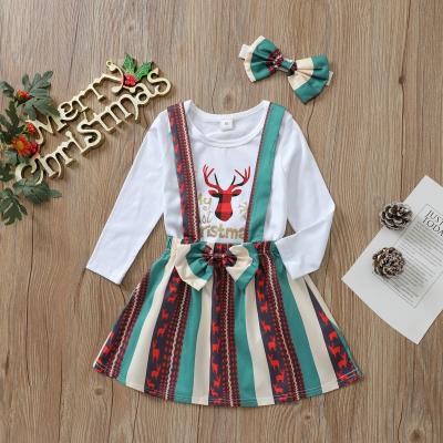 China Anti-wrinkle 2021 autumn and winter new snowflake premiere christmas babies khaki tutu dress deer triangle for sale