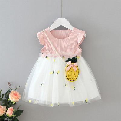 China New 2021 Anti-wrinkle 1~3 Years Old T-shirt Baby Girl Dresses Summer Cute Lace Dress For Baby 1 Year Old for sale