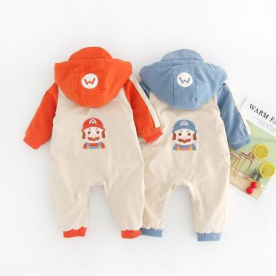 China One-Piece Baby Romper Autumn Winter Orange Blue Thick Velvet Cotton Baby Going Out Regular Warm Suit Baby One-Piece Rompers for sale