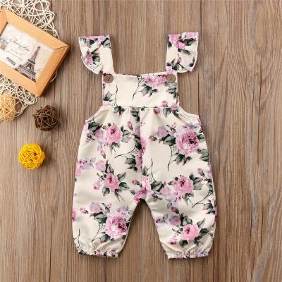 China 2021 New Fashion Baby Girl Floral Sleeveless Romper One Piece Pants For Summer Babies for sale