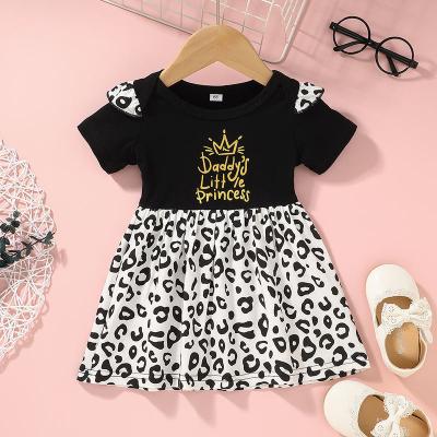 China Anti-wrinkle European and American round leopard fashion round neck baby one-line skirt for sale