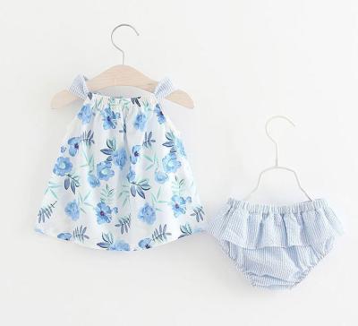 China Lovely Casual Cute Kids Dress Designs Baby Clothes Kids Pink Blue Babies Floral Dress for sale