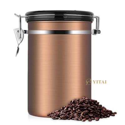 China Viable Wholesale Jars Amazon Hot Sale Product 304 Stainless Steel Canister With Measuring Scoop For Bean Or Ground Coffee, CO2 Valve for sale