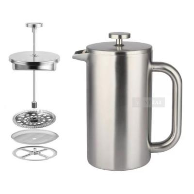 China WITH LID Mirror Stainless Steel Coffee Maker Double Wall Coffee French Press for sale