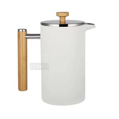 China WITH LID Handle Series Stainless Steel Double Wall Coffee Maker Silver Black Bamboo Coffee French Press for sale